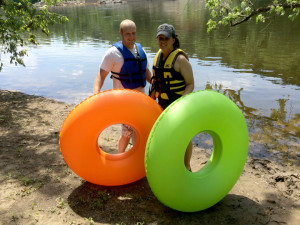 Couple ready for tubing on the Delaware River